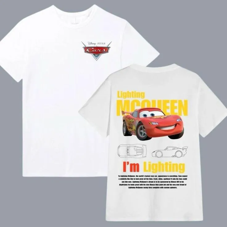 Lighting McQueen Graphic Printed Half Sleeve Cotton T-shirt For Mens