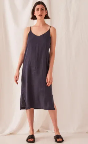 Linen Slip Dress Navy
