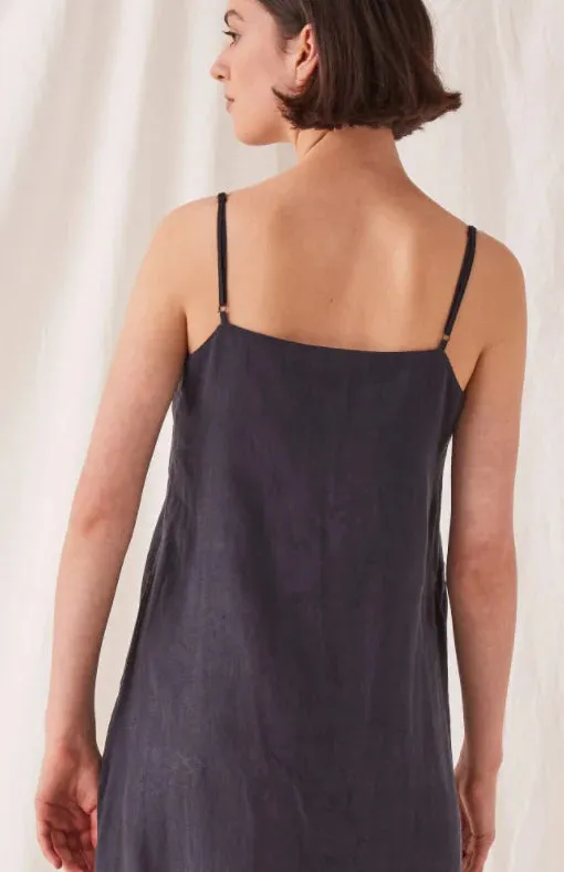 Linen Slip Dress Navy