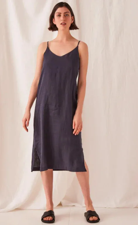 Linen Slip Dress Navy