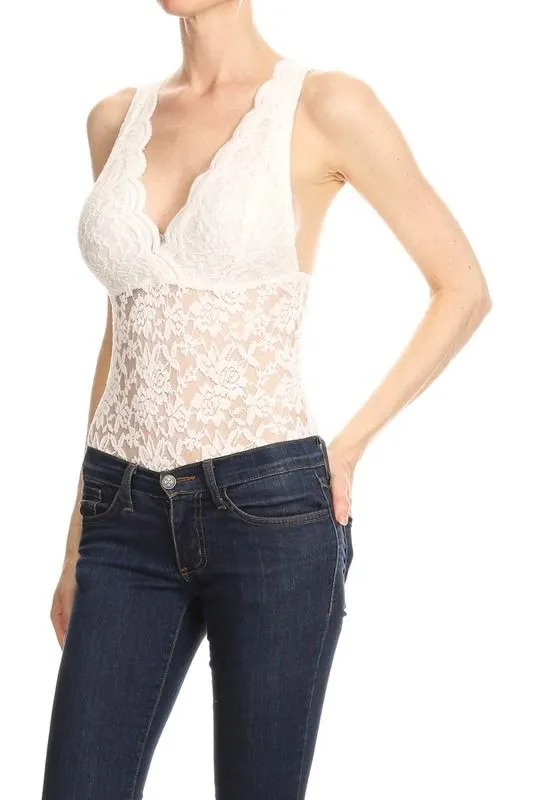 Little Bit of Lace Bodysuit - Rose