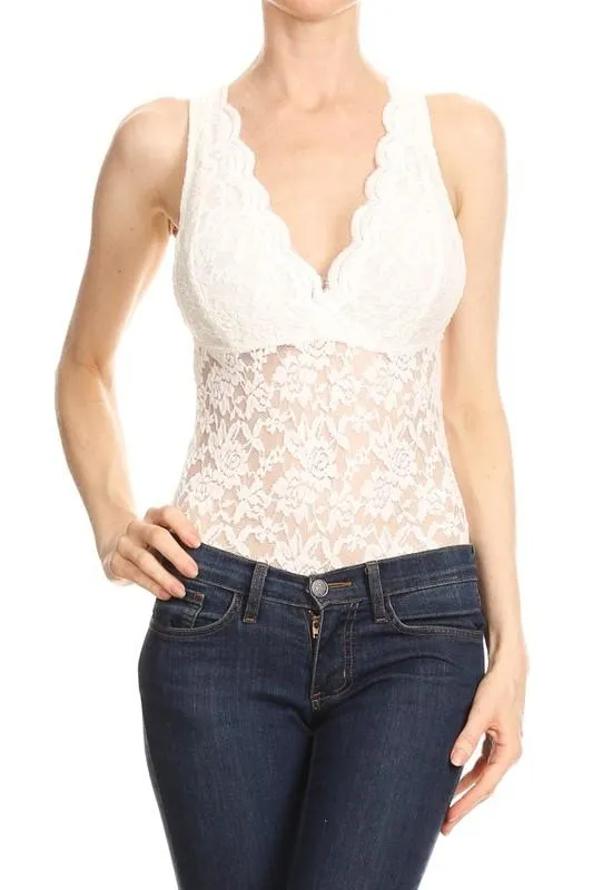 Little Bit of Lace Bodysuit - Rose