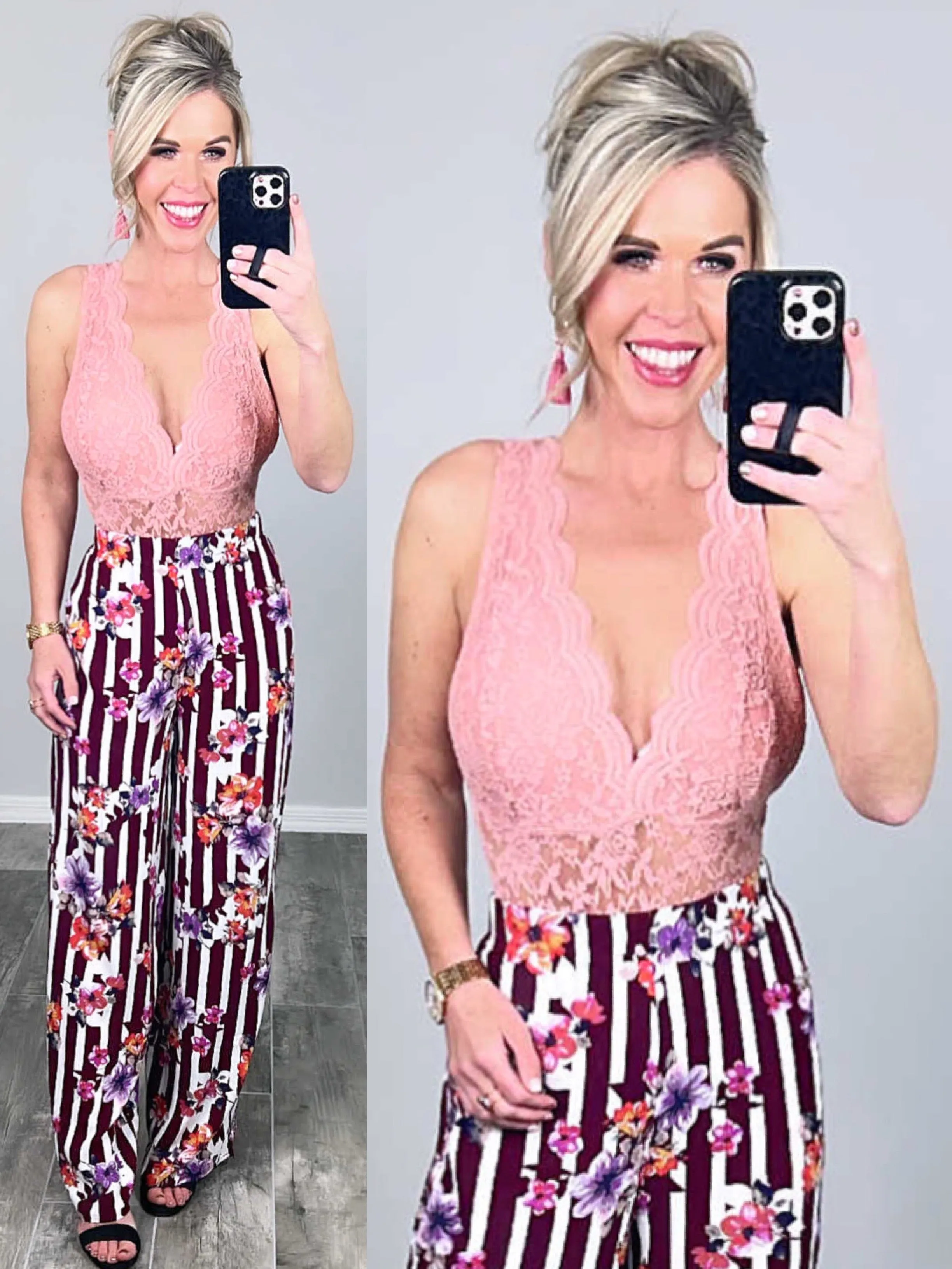 Little Bit of Lace Bodysuit - Rose