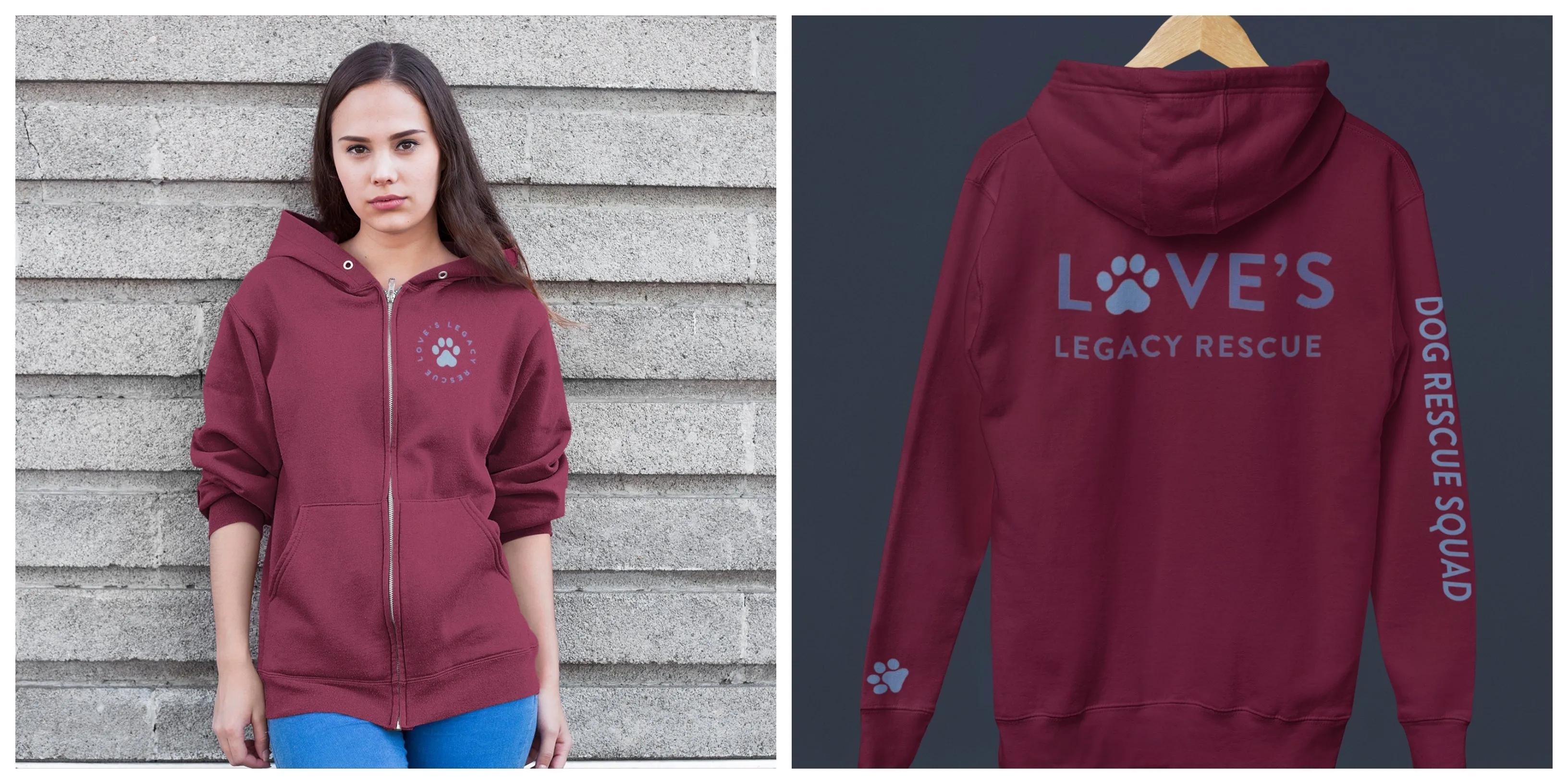 Love's Zip-Up Hoodie (available in several colors)