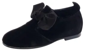Luccini Girl's Velvet Black Bow Elastic Slip On
