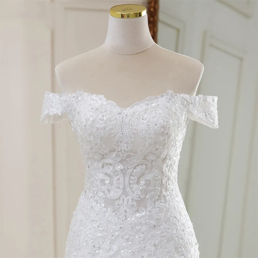Luxury Sexy Style Off The Shoulder Mermaid Wedding Dress Bridal Gown