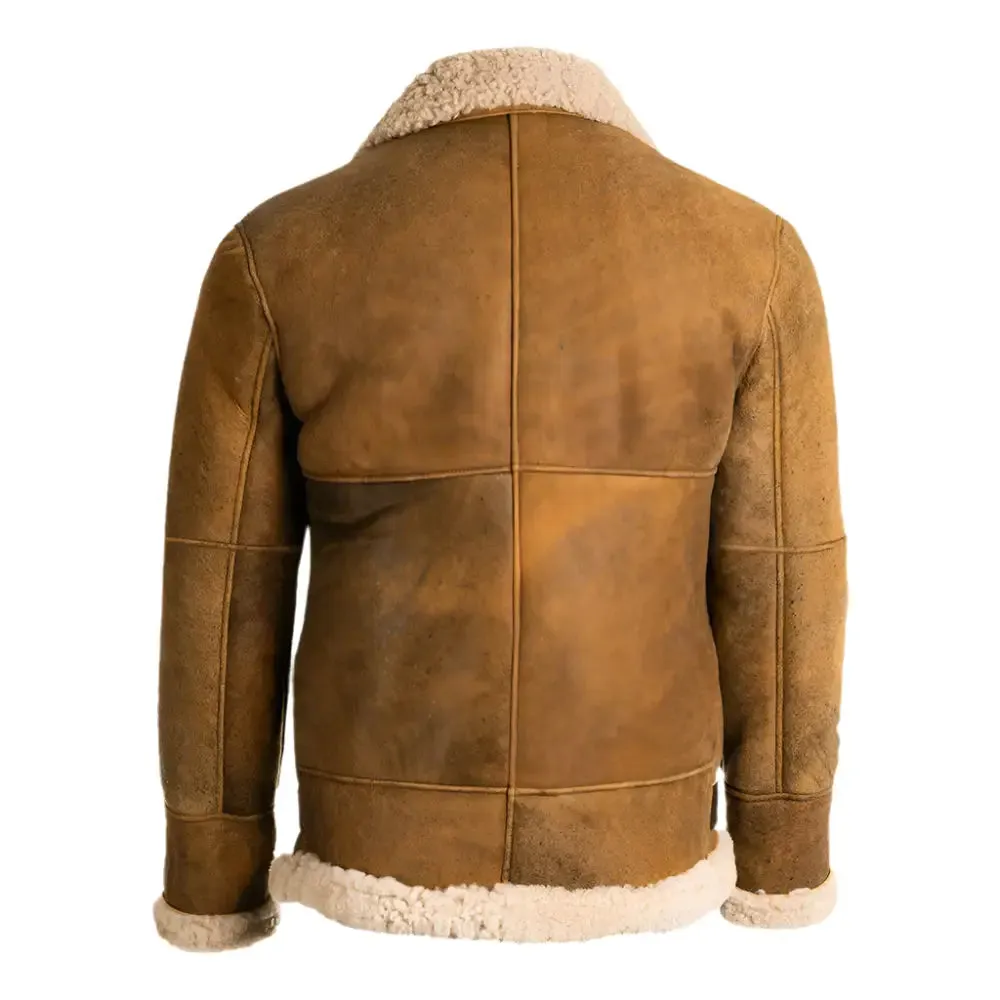 Men's Brown B3 Shearling Aviator Leather Jacket