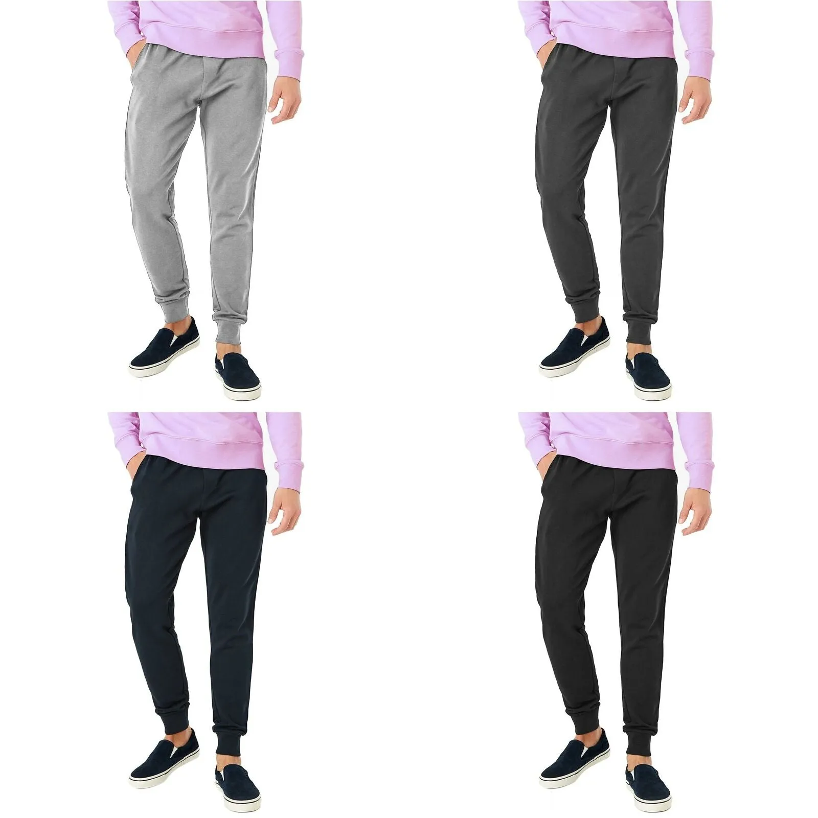 Mens Slim Fit Fleece Cotton Sweatpants Cuffed Jogging Bottoms