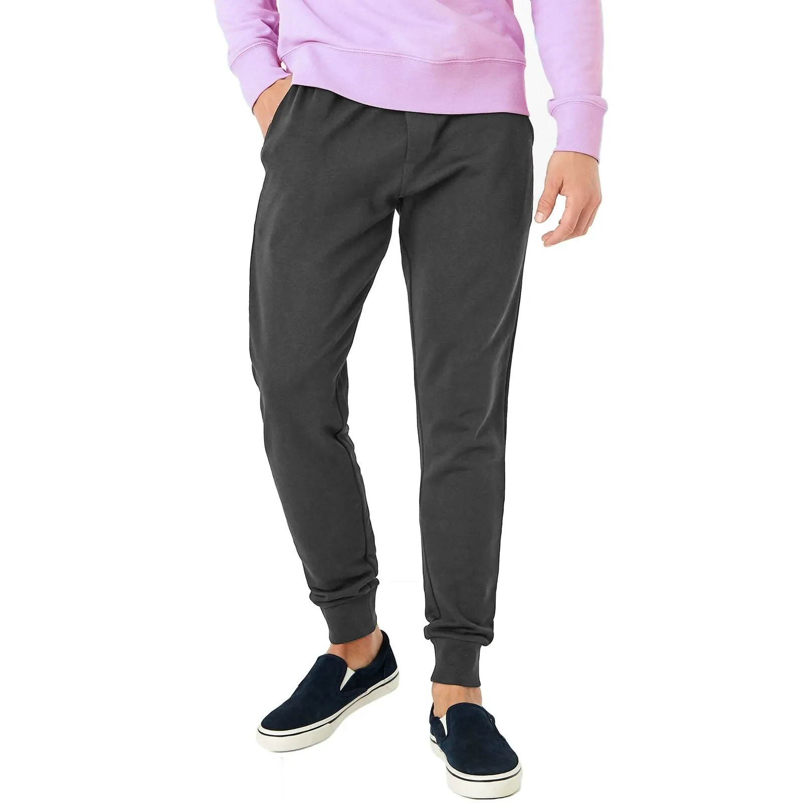 Mens Slim Fit Fleece Cotton Sweatpants Cuffed Jogging Bottoms
