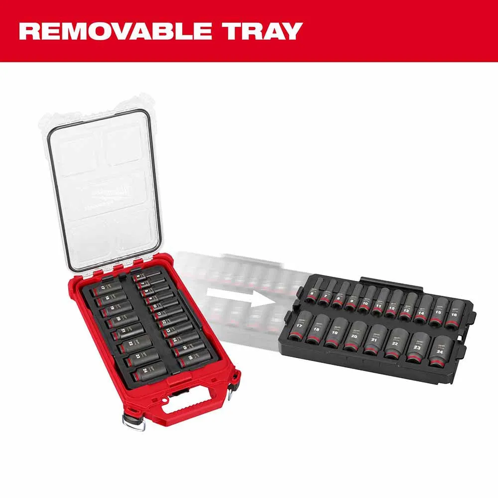 Milwaukee 49-66-6801 Shockwave Impact Duty Socket 3/8” Drive 19-Piece MM Packout Set