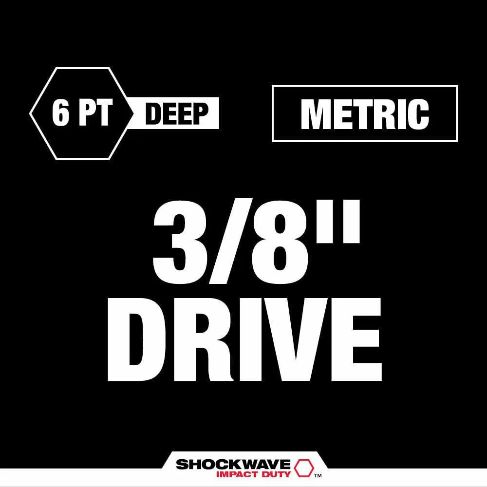 Milwaukee 49-66-6801 Shockwave Impact Duty Socket 3/8” Drive 19-Piece MM Packout Set