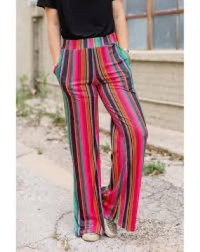 Multicolor High Waist Serape Print Wide Leg Pants