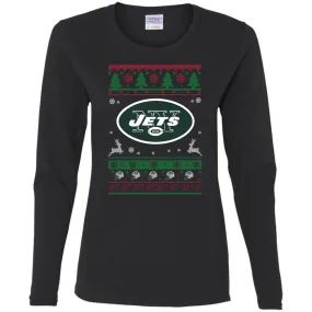 New York Jets Logo Football Teams Ugly Christmas Sweater Women Long Sleeve Shirt