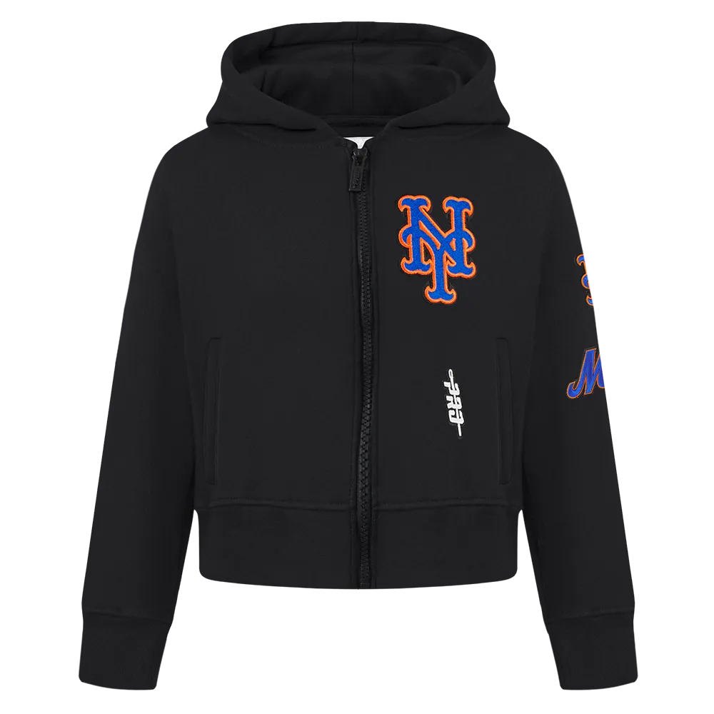 NEW YORK METS CLASSIC TODDLER GIRLS FLC FZ HOODIE (BLACK)