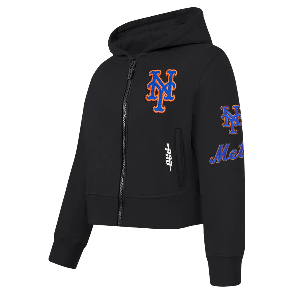 NEW YORK METS CLASSIC TODDLER GIRLS FLC FZ HOODIE (BLACK)