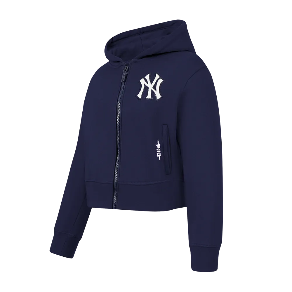 NEW YORK YANKEES CLASSIC BIG GIRLS FLC FZ HOODIE (MIDNIGHT NAVY)