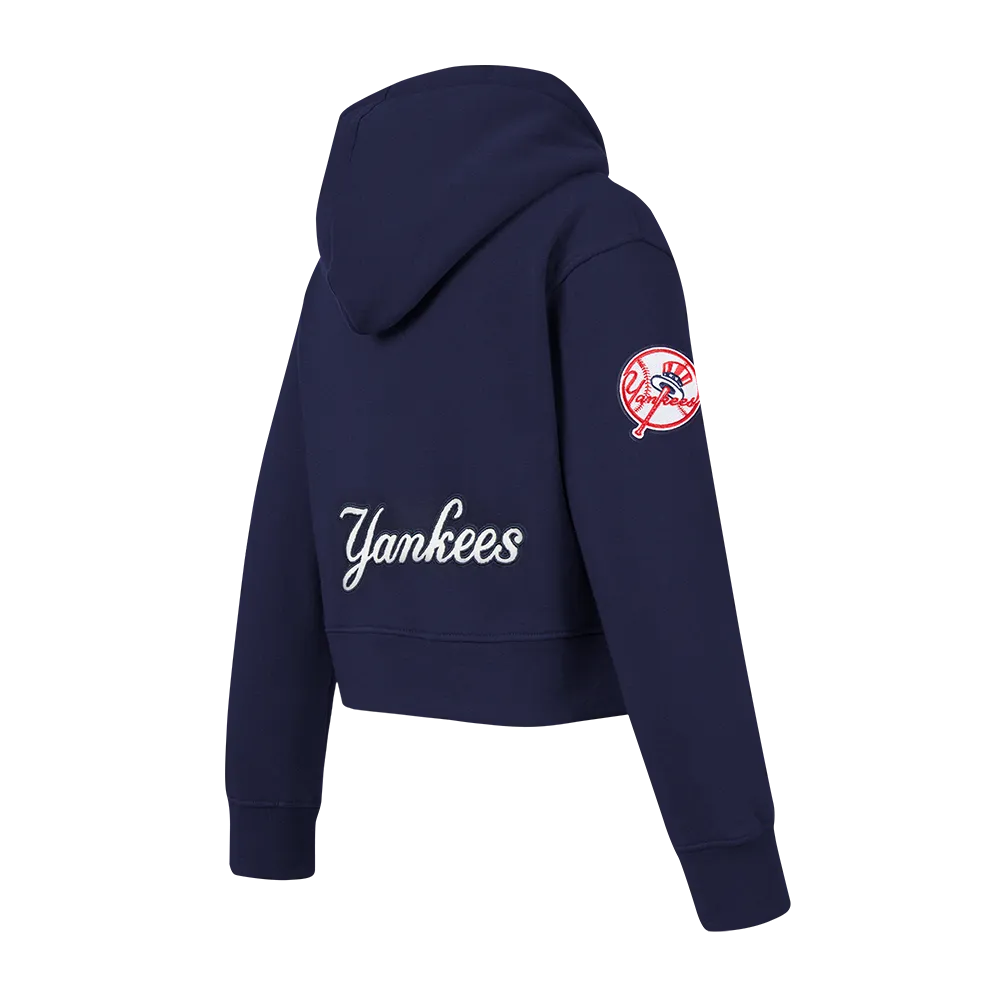 NEW YORK YANKEES CLASSIC BIG GIRLS FLC FZ HOODIE (MIDNIGHT NAVY)