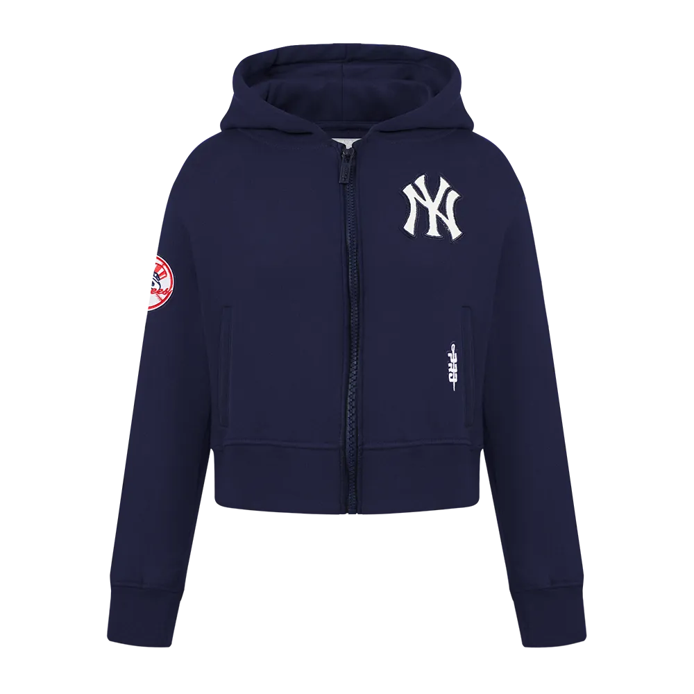 NEW YORK YANKEES CLASSIC BIG GIRLS FLC FZ HOODIE (MIDNIGHT NAVY)
