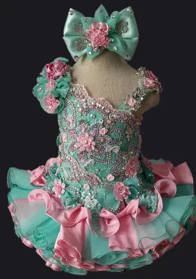 Nobler Toddler/Baby Girl/Infant/ Charming  Cupcake Pageant Dress With Hair Bow