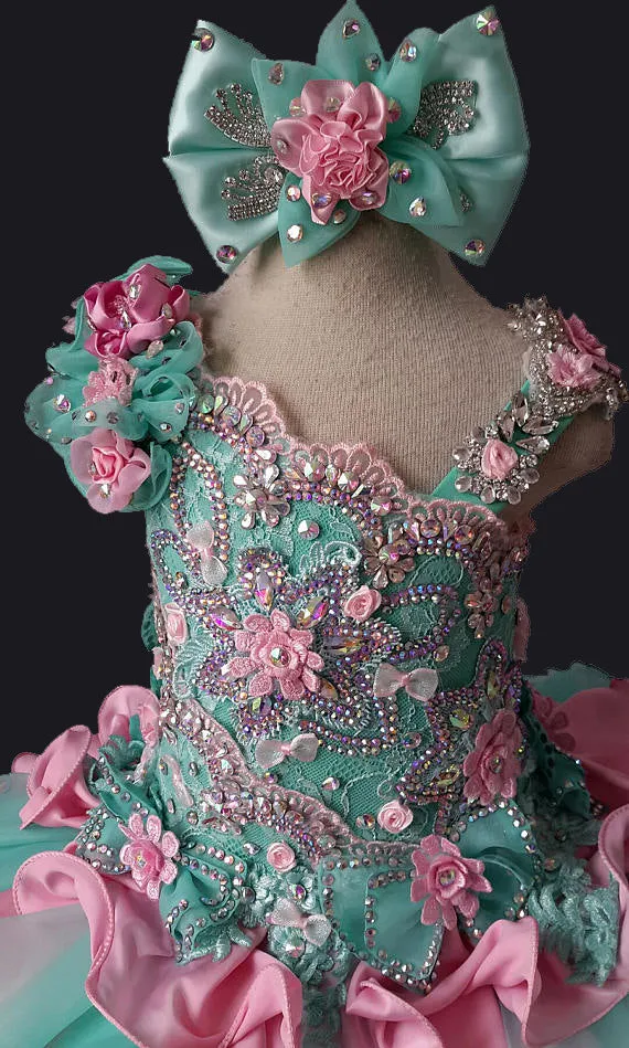 Nobler Toddler/Baby Girl/Infant/ Charming  Cupcake Pageant Dress With Hair Bow