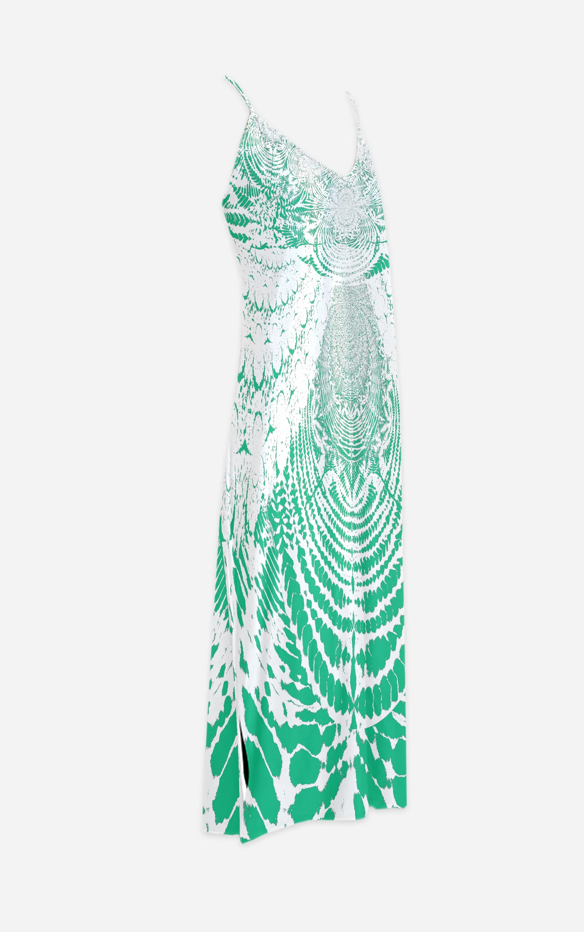 Not Ya Mama's Tie Dye- French Gothic V Neck Slip Dress in Bold Jade Teal | Le Leanian™