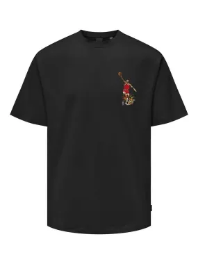 Only & Sons Jordan Jumping Man T-shirt Zwart