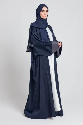 Open Farasha With Folded Contrast Cuffs - Navy