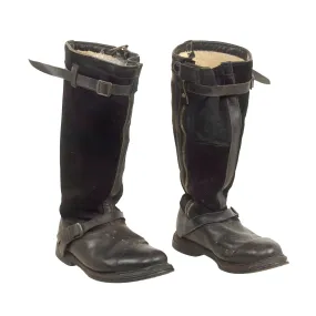 Original German WWII Luftwaffe Fleece-Lined Leather Pilot Flying Boots