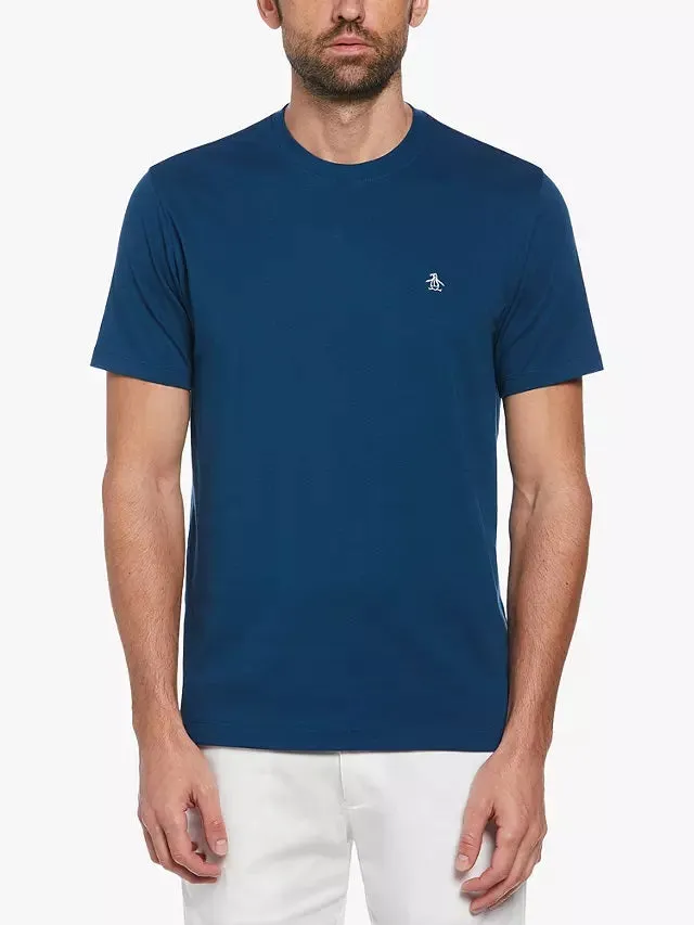 Original Penguin Pin Point Embroidered Logo T-Shirt - Poseidon Blue