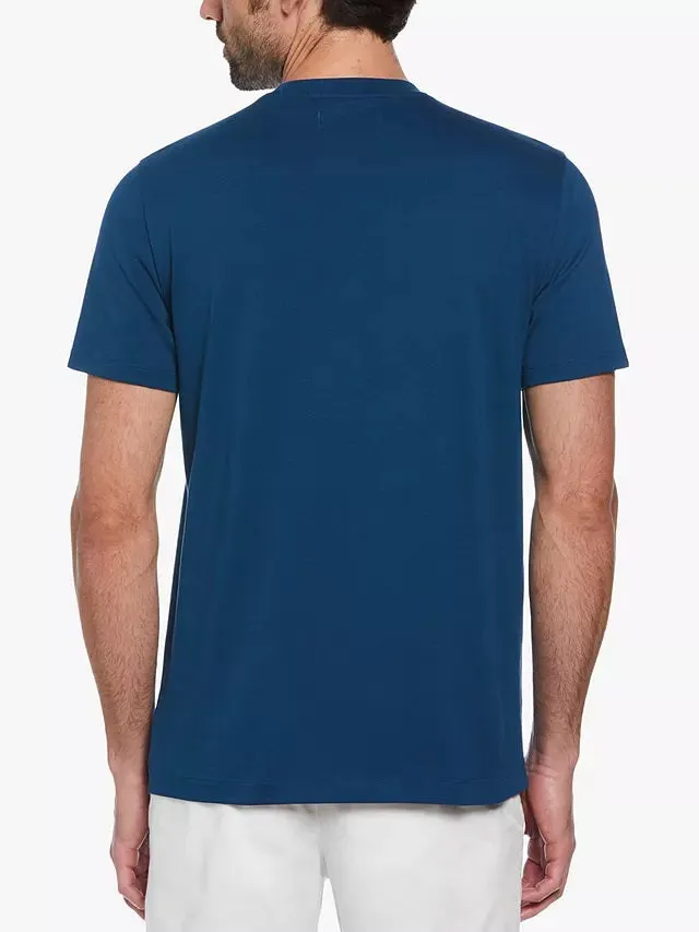 Original Penguin Pin Point Embroidered Logo T-Shirt - Poseidon Blue