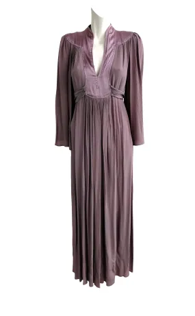 Ossie Clark 1970s Vintage Mauve Maxi Dress, UK10-12