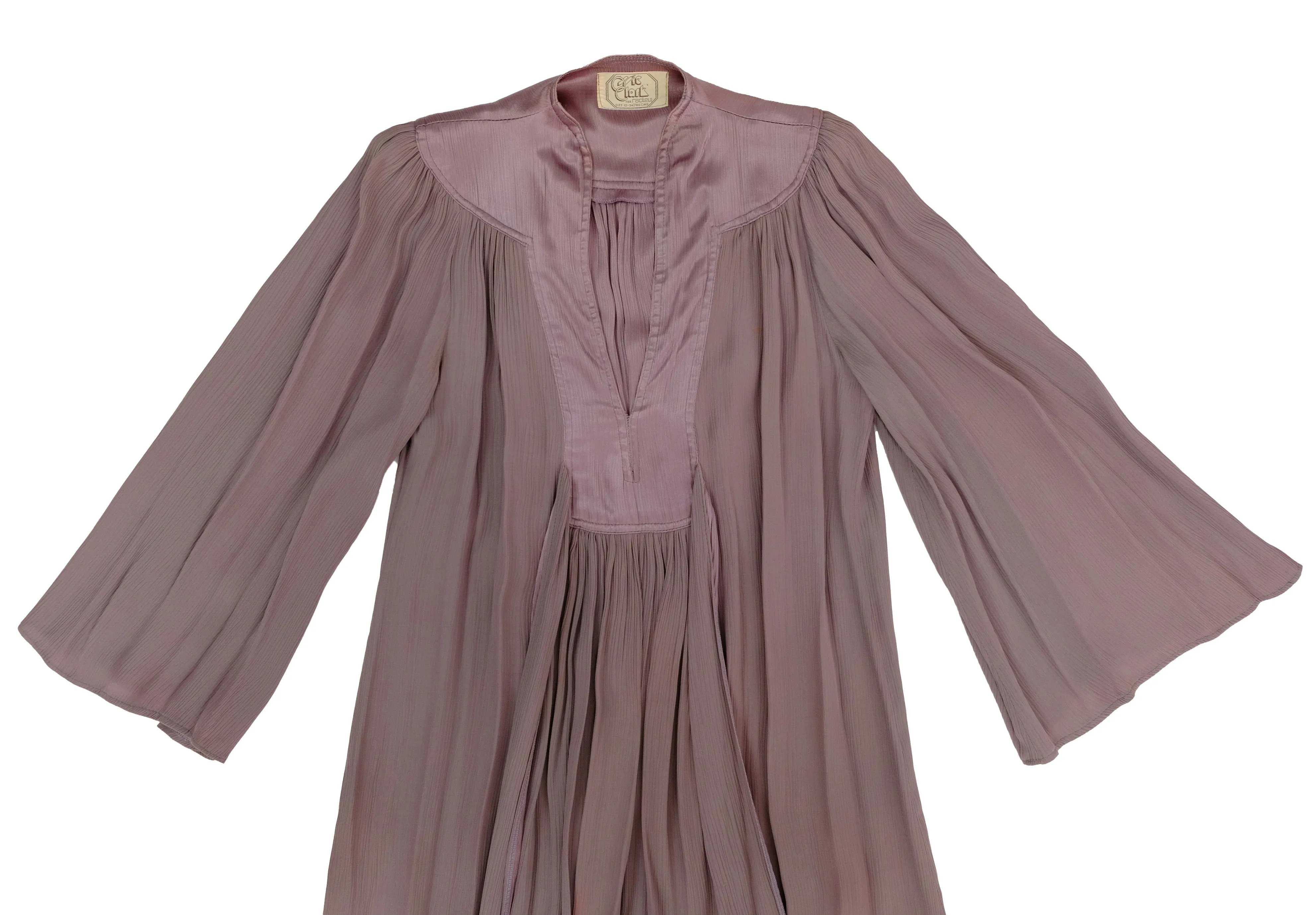 Ossie Clark 1970s Vintage Mauve Maxi Dress, UK10-12