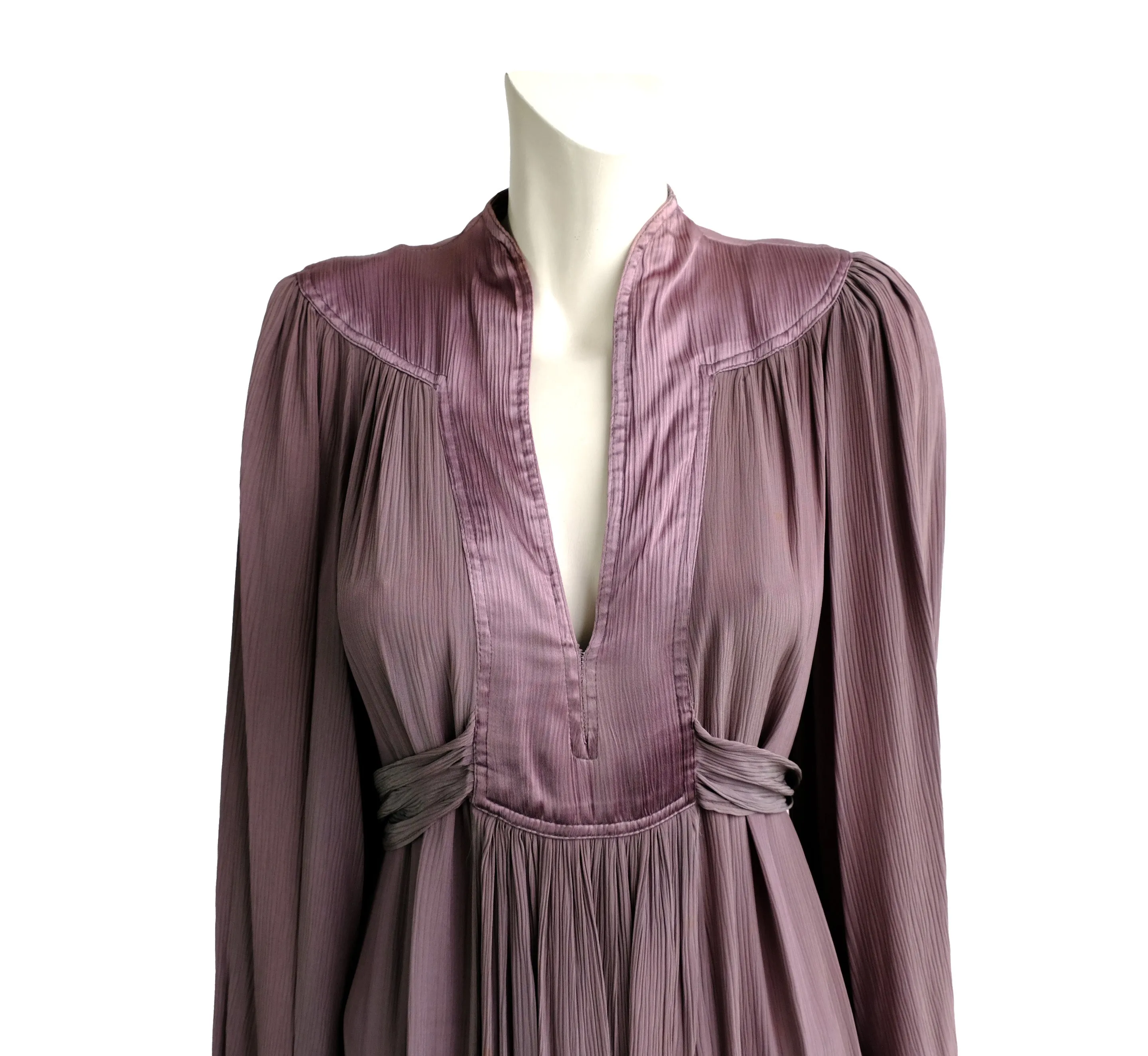 Ossie Clark 1970s Vintage Mauve Maxi Dress, UK10-12