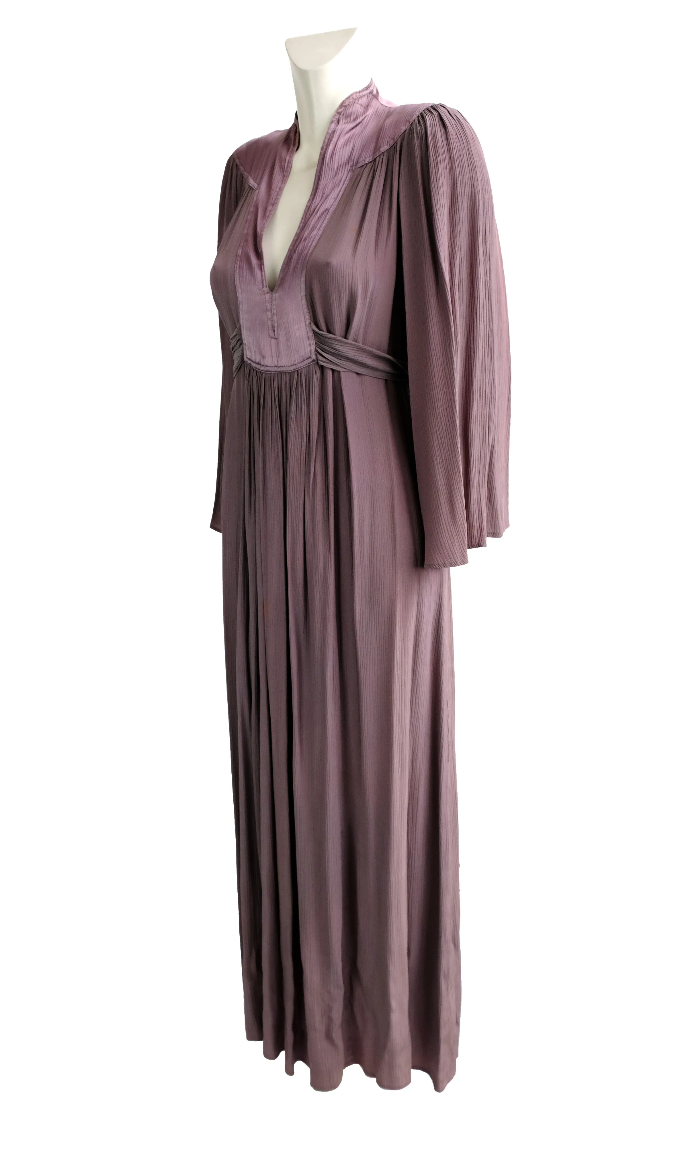 Ossie Clark 1970s Vintage Mauve Maxi Dress, UK10-12