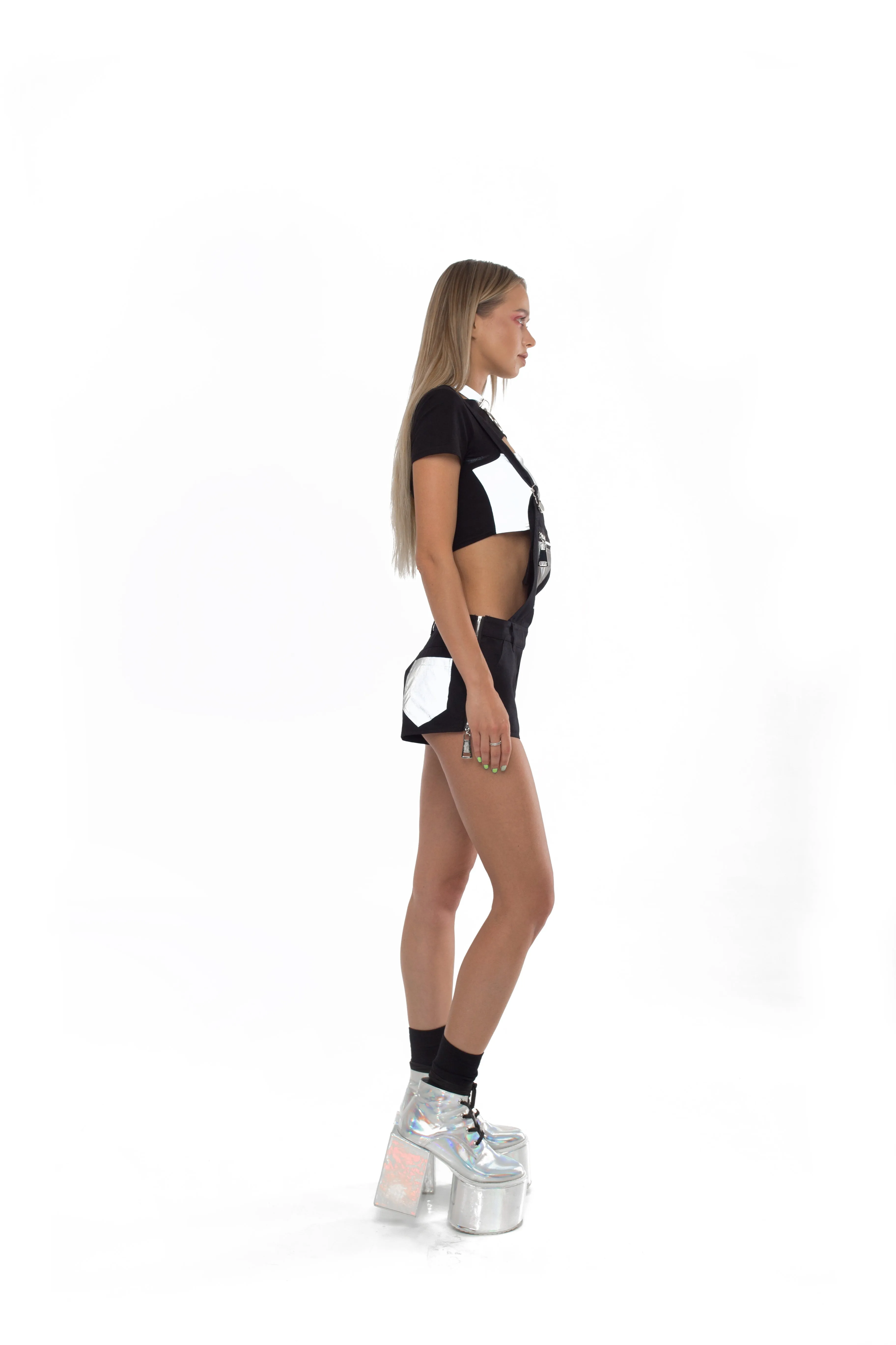 Overall Shorts with reflective pockets