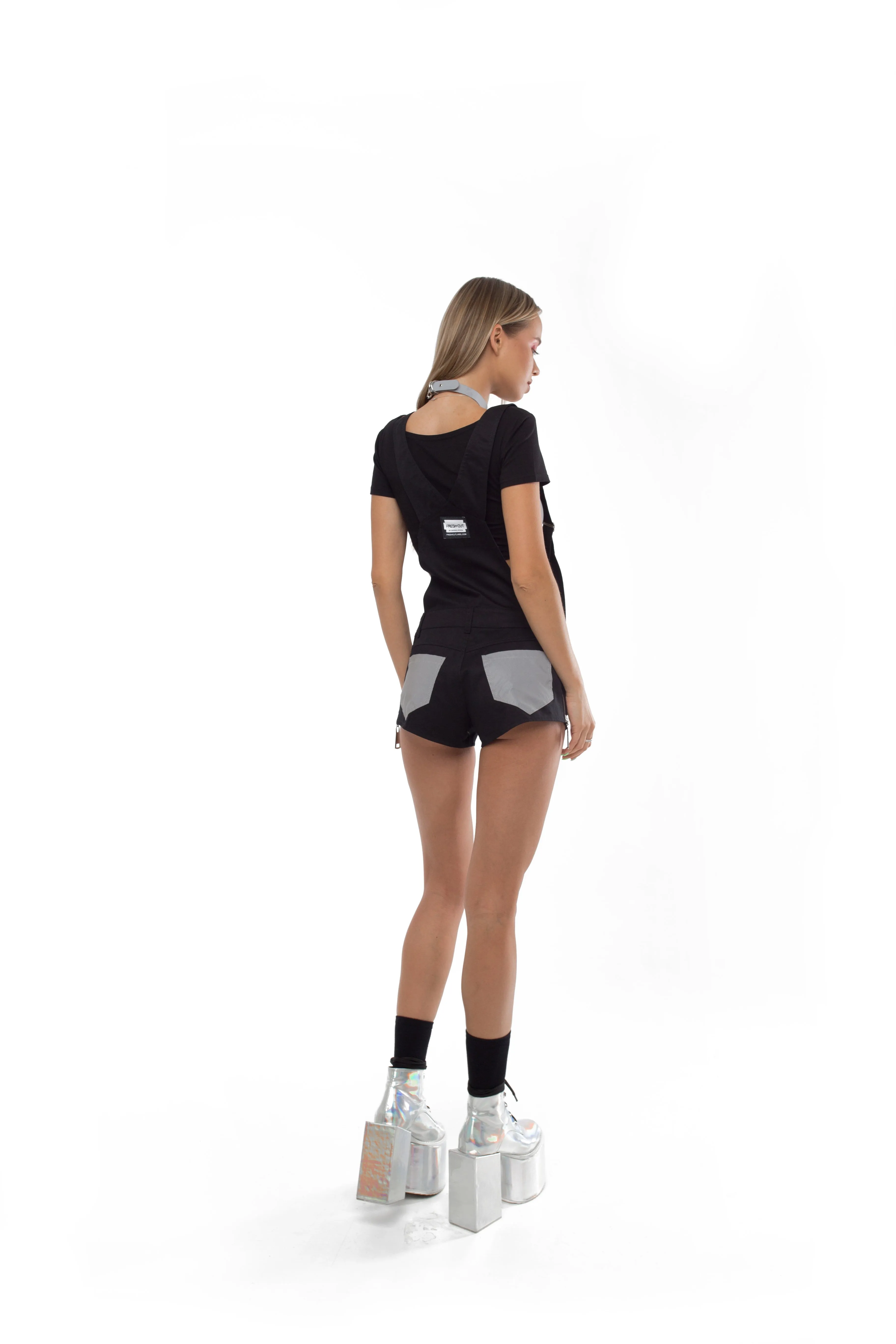 Overall Shorts with reflective pockets
