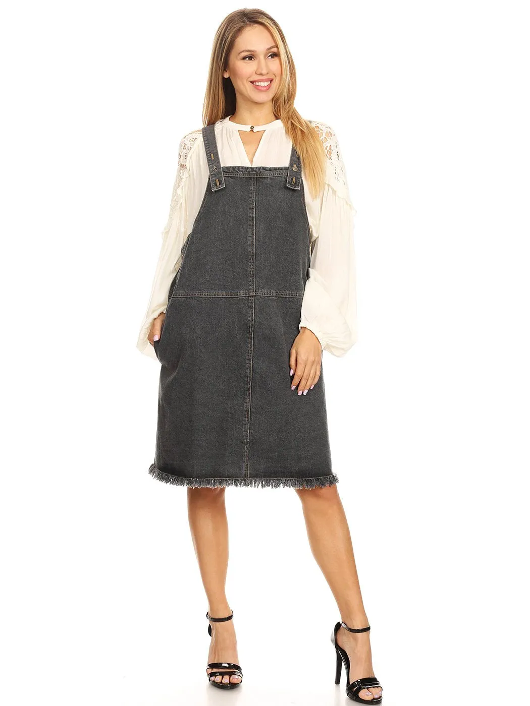 Oversized Overall Pinafore Denim Dress