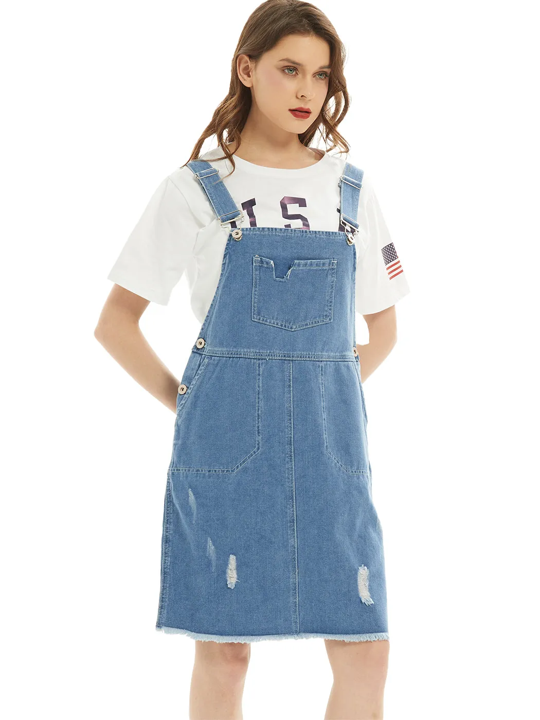 Oversized Overall Pinafore Denim Dress