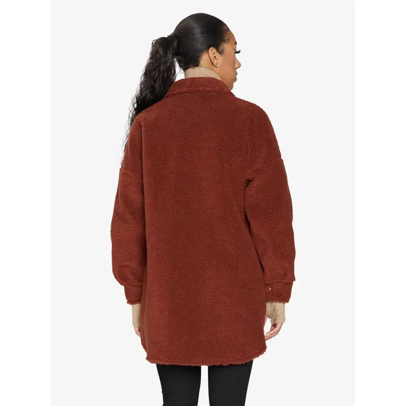 Oversized Stud Button Borg Teddy Shacket