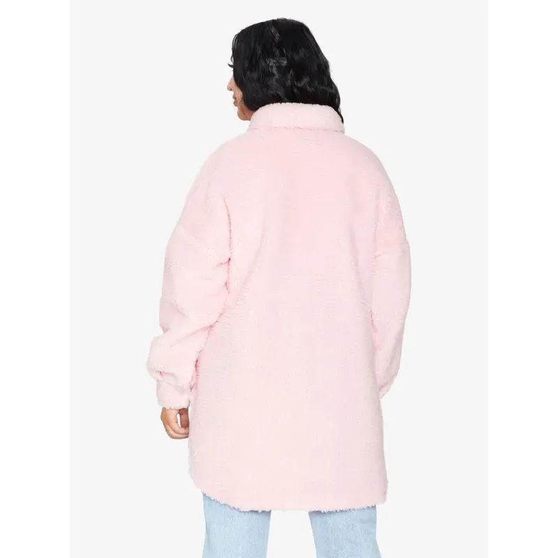 Oversized Stud Button Borg Teddy Shacket
