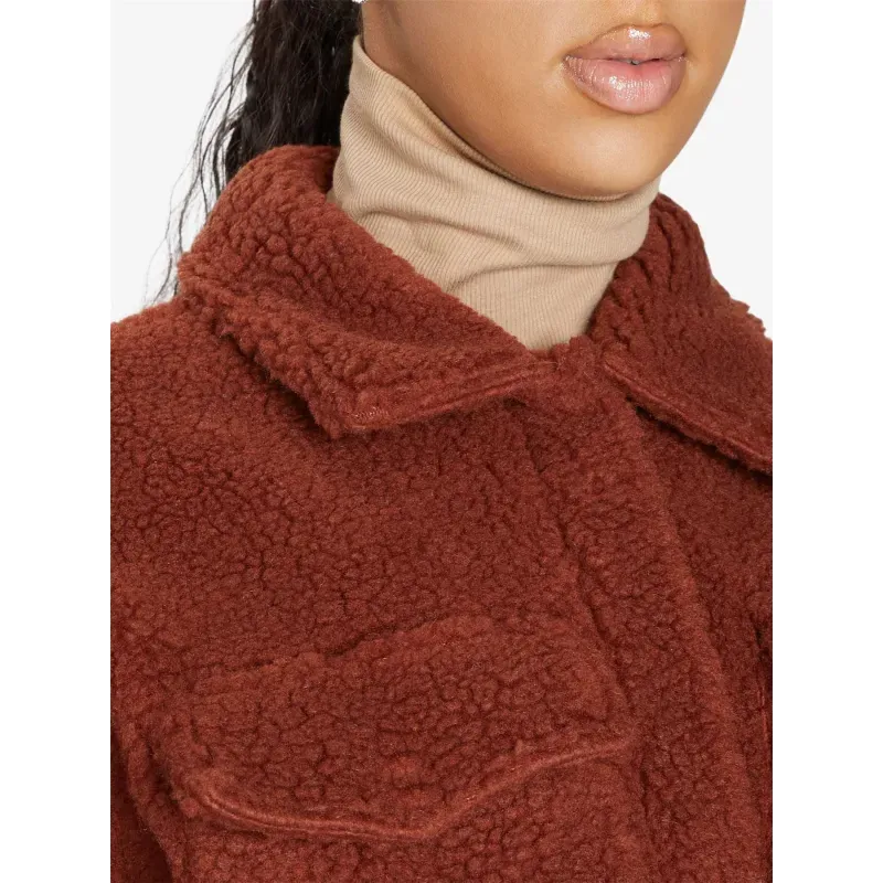 Oversized Stud Button Borg Teddy Shacket