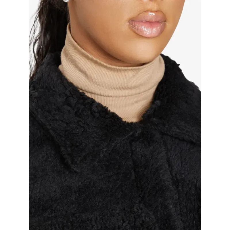 Oversized Stud Button Borg Teddy Shacket
