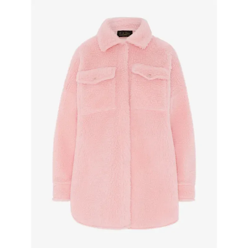 Oversized Stud Button Borg Teddy Shacket