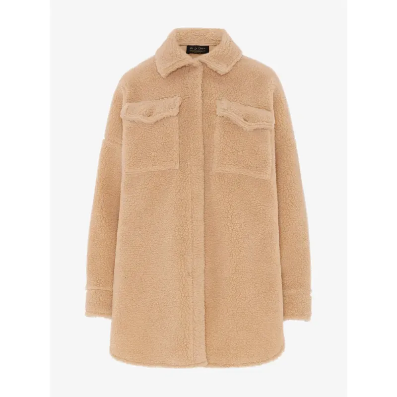 Oversized Stud Button Borg Teddy Shacket