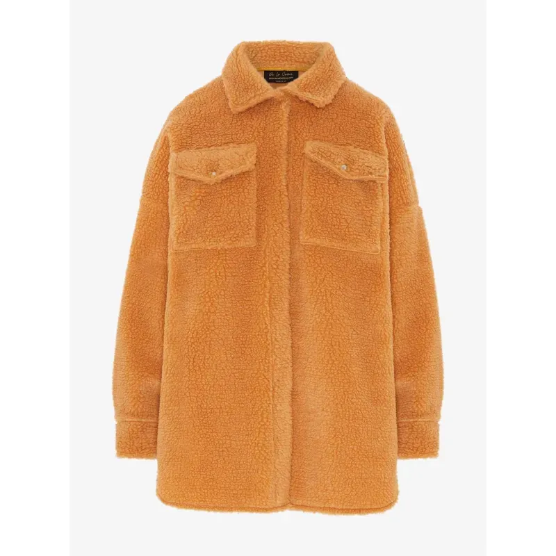 Oversized Stud Button Borg Teddy Shacket