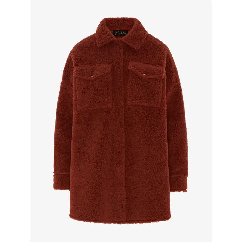 Oversized Stud Button Borg Teddy Shacket