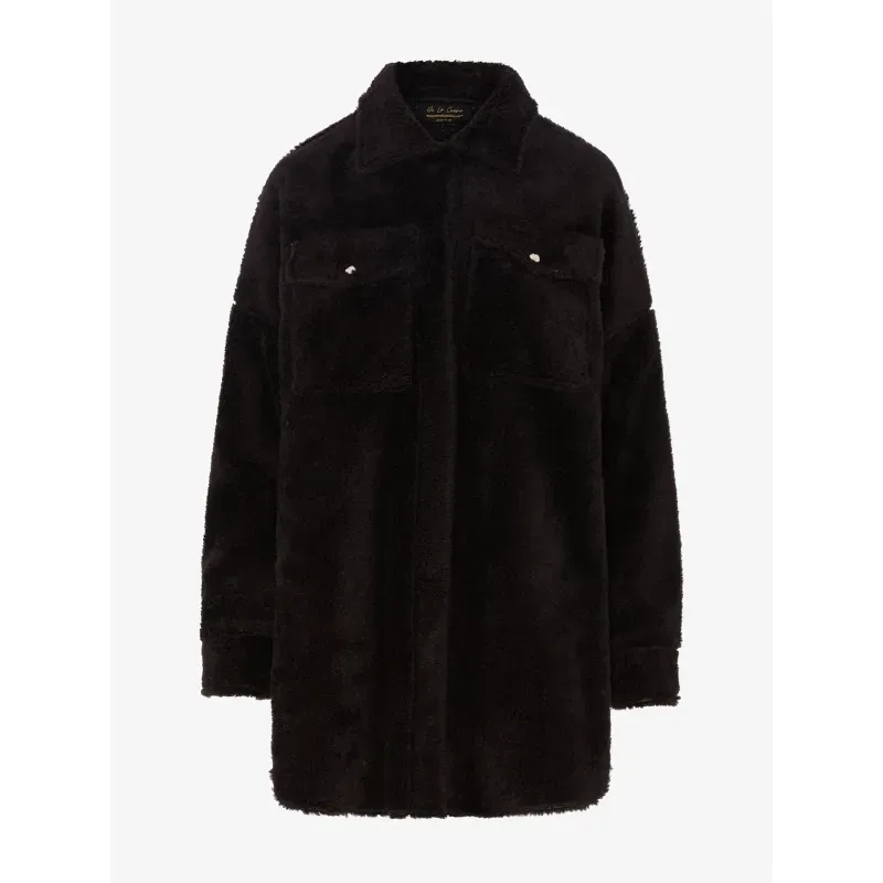 Oversized Stud Button Borg Teddy Shacket