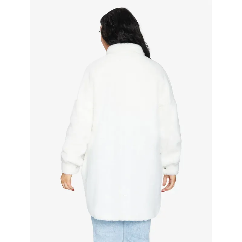 Oversized Stud Button Borg Teddy Shacket