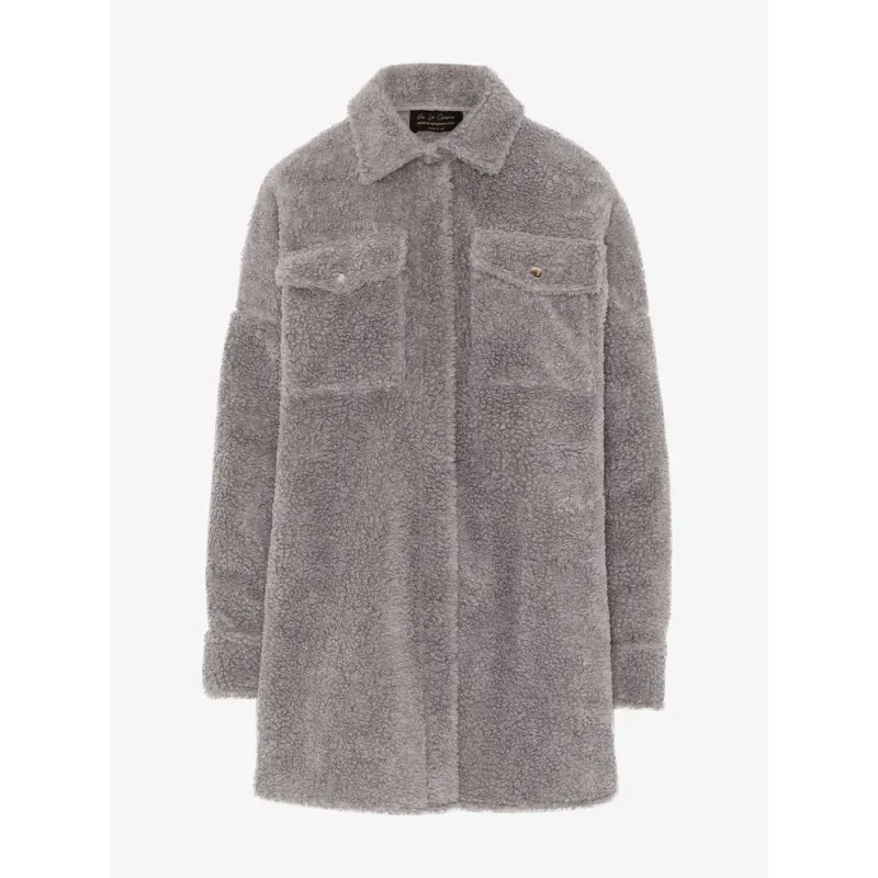 Oversized Stud Button Borg Teddy Shacket