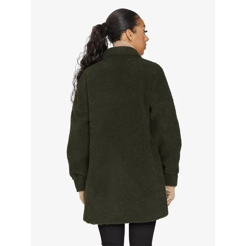 Oversized Stud Button Borg Teddy Shacket